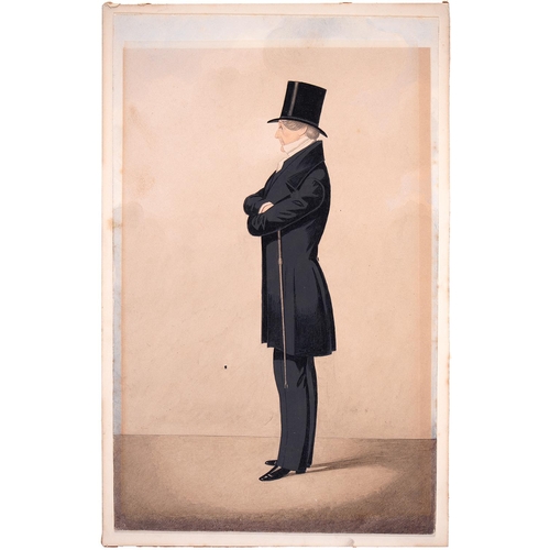 916 - Joshua Dighton (1831-1908) - John Bentinck, 5th Duke of Portland, full length in profile, ink and wa... 