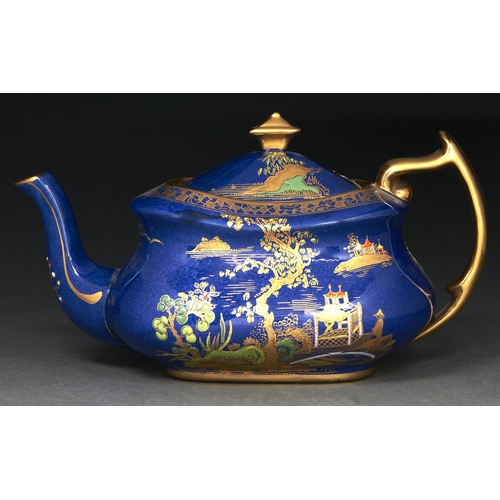 1006 - A Wiltshaw and Robinson Carlton Ware Temple pattern teapot and cover, c1925, 12cm h, printed mark, p... 