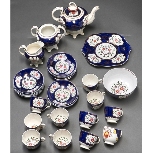 1012 - A Staffordshire Gaudy Welsh bone china tea service, mid 19th c