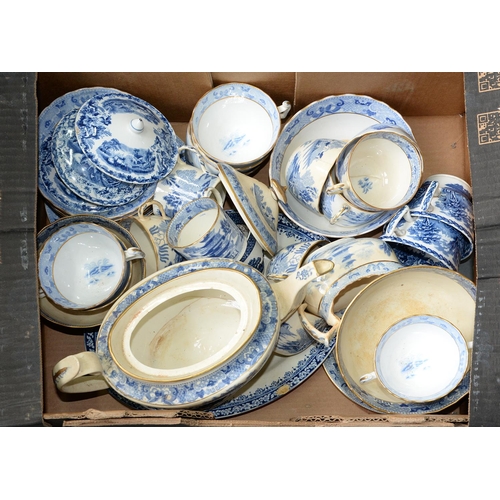 1028 - Miscellaneous blue and white pottery and porcelain, to include an early 19th c oval teapot and cover... 