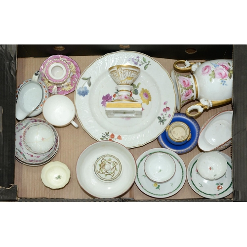 1033 - Miscellaneous English and Continental porcelain, late 18th and early 19th c, to include a Bristol gr... 