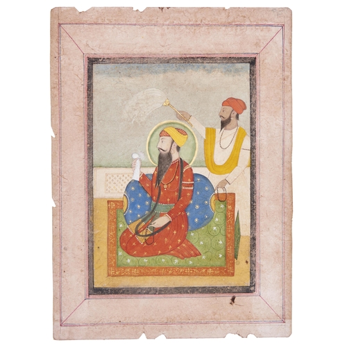 1204 - An Indian miniature of a prince and attendant, 20.5 x 14.5cm, unframed