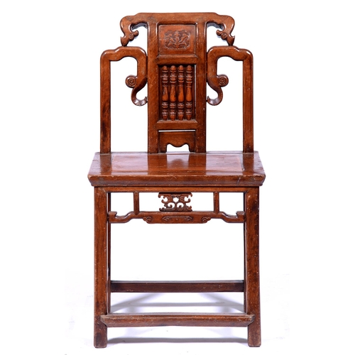 1328 - A Chinese carved and stained wood chair, 20th c, seat height 50cm