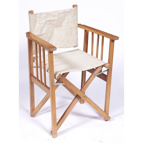 1362 - A set of six beech  'director's' chairs, late 20th c, with cream canvas backs and seats... 