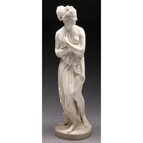 177 - An Italian statuary marble sculpture of the Venus Italica after Antonio Canova, Rome, c1840, 71cm hR... 