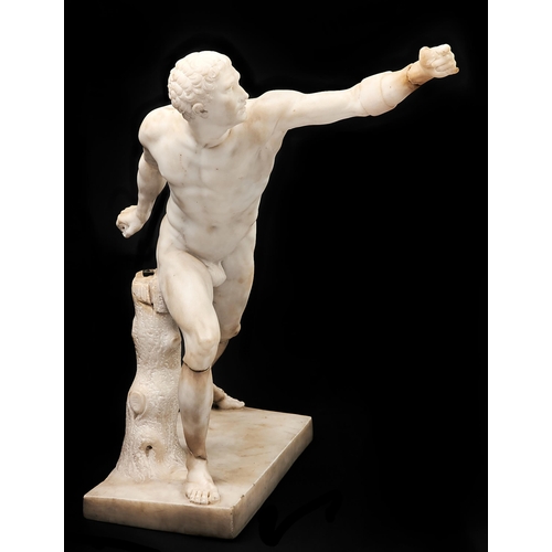 180 - An Italian statuary marble sculpture of the Borghese Gladiator, first half 19th c, after the antique... 