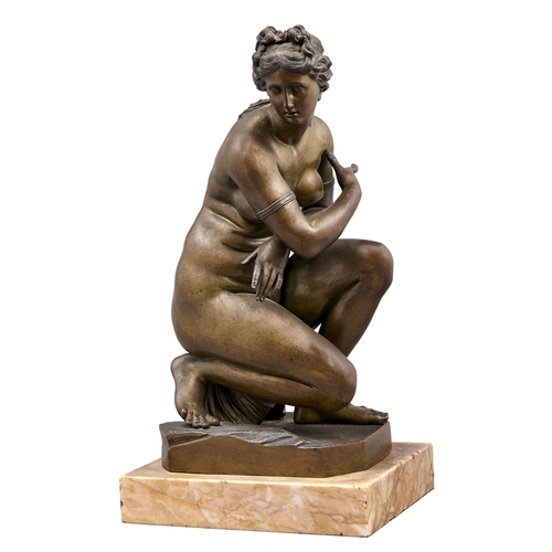 182 - An Italian bronze sculpture of the crouching Venus after the antique, attributed to the workshop of ... 