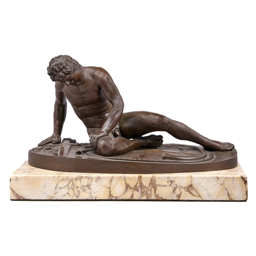 183 - An Italian bronze sculpture of the dying Gaul after the antique, Rome, first half 19th c, even light... 