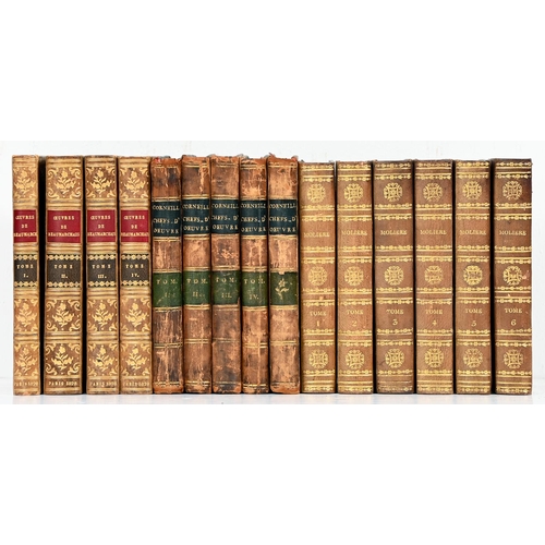 289 - Bindings. Ouvres de Beaumarchais, four volumes, engraved frontispiece, contemporary patterned calf r... 