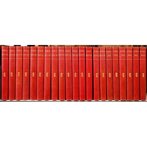 308 - Periodical. Punch or the London Charivari, an extensive run of 95 volumes, contemporary scarlet clot... 