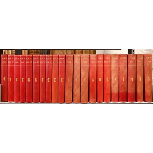 308 - Periodical. Punch or the London Charivari, an extensive run of 95 volumes, contemporary scarlet clot... 