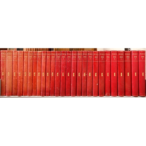 308 - Periodical. Punch or the London Charivari, an extensive run of 95 volumes, contemporary scarlet clot... 