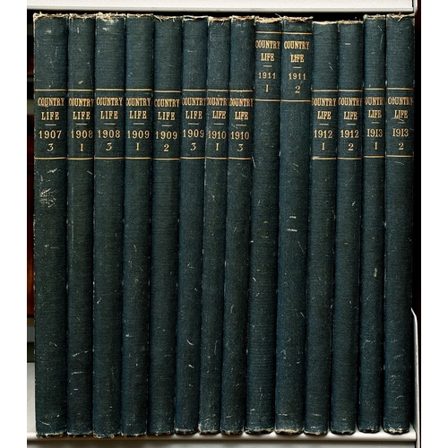 388 - Country Life Magazine. Fourteen bound volumes, an incomplete run, uniform navy cloth, spine lettered... 