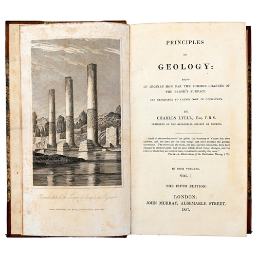 397 - Lyell (Charles) - Principles of Geology, fifth edition, four volumes, engraved frontispiece, folding... 