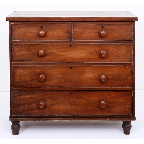 409 - A Victorian mahogany chest of drawers, the sides of pine, 97cm h; 46 x 100cm