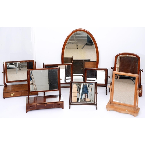 416 - Seven Victorian oak, mahogany and satin birch dressing mirrors, various sizes