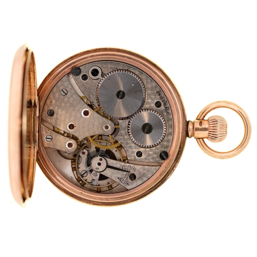 568 - A 9ct gold keyless lever watch, gold cuvette, 49mm, Birmingham 1926