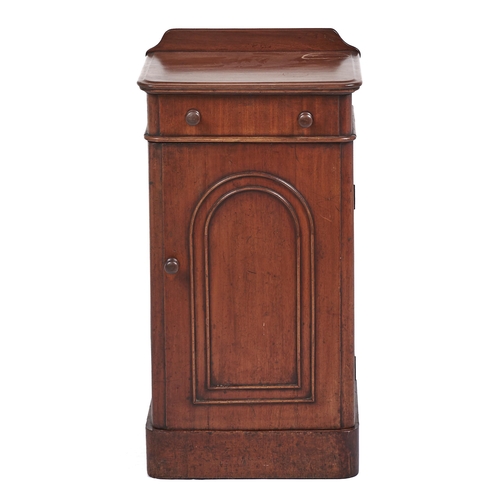 70 - A Victorian mahogany pot cupboard, with drawer and arch moulding to the door, 74cm h; 33 x 39cm... 