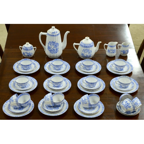 995 - A Seltmann blue printed bone china China Blau pattern tea and coffee service, mid 20th c, rims gilt ... 