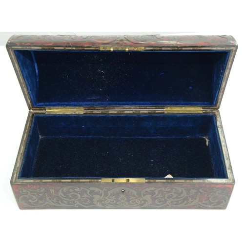 187 - A Victorian Boulle glove box and a contemporary Boulle stationery box, mid 19th c, with coffered lid... 