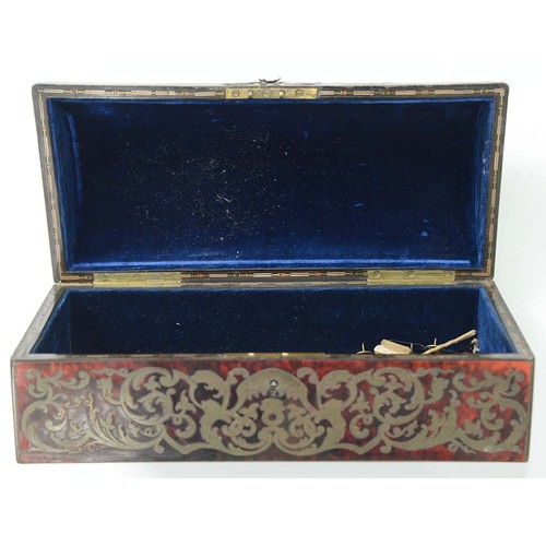 187 - A Victorian Boulle glove box and a contemporary Boulle stationery box, mid 19th c, with coffered lid... 