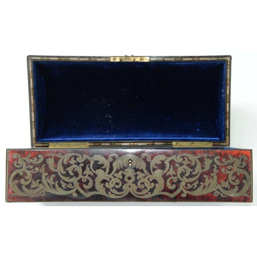 187 - A Victorian Boulle glove box and a contemporary Boulle stationery box, mid 19th c, with coffered lid... 