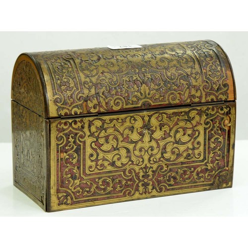 187 - A Victorian Boulle glove box and a contemporary Boulle stationery box, mid 19th c, with coffered lid... 