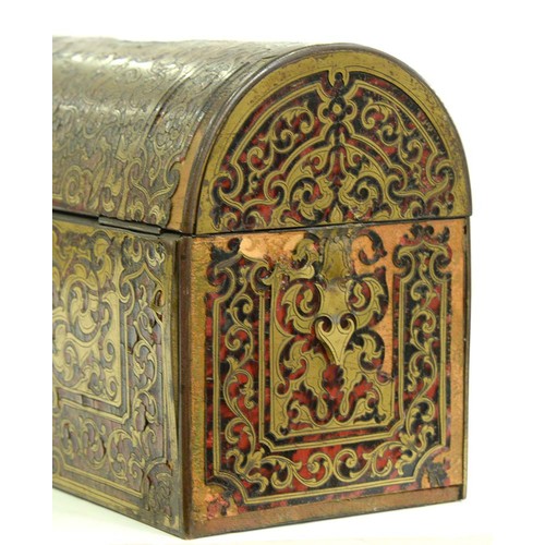 187 - A Victorian Boulle glove box and a contemporary Boulle stationery box, mid 19th c, with coffered lid... 