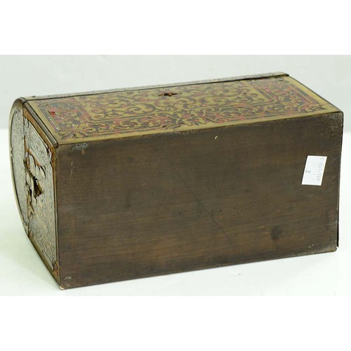 187 - A Victorian Boulle glove box and a contemporary Boulle stationery box, mid 19th c, with coffered lid... 