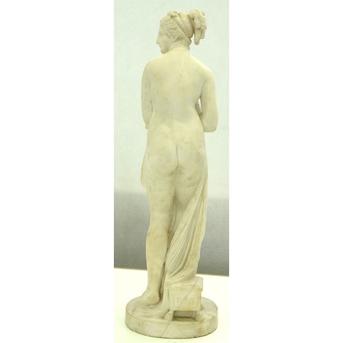 177 - An Italian statuary marble sculpture of the Venus Italica after Antonio Canova, Rome, c1840, 71cm hR... 