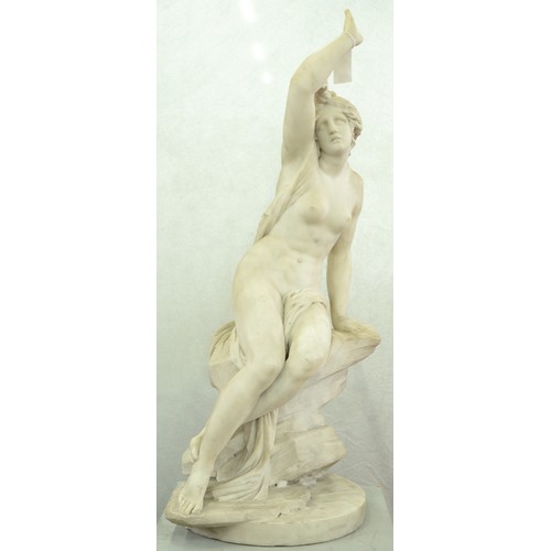 185 - Workshop of Jean-Joseph Foucou – Ariadne, statuary marble, 90cm h, signed J J FOUCOU S.P. 1793 and i... 