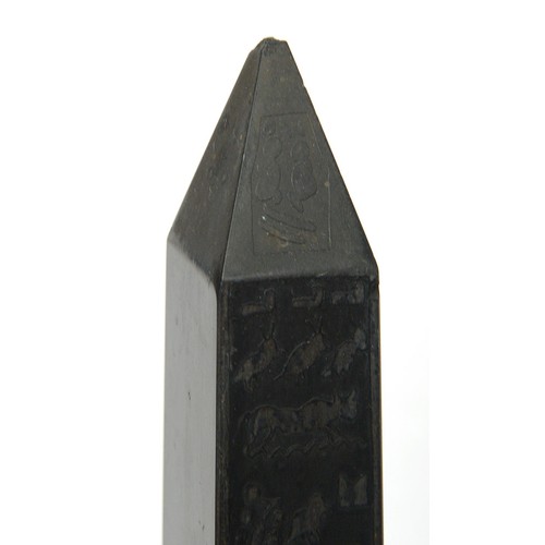 176 - A pair of Victorian etched Derbyshire slate (Ashford black marble) models of Cleopatra's needle, c18... 