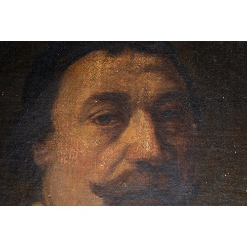 1216 - Follower of Frans Hals - Head of a Man, oil on canvas laid on panel, 38 x 34cm, unframed... 