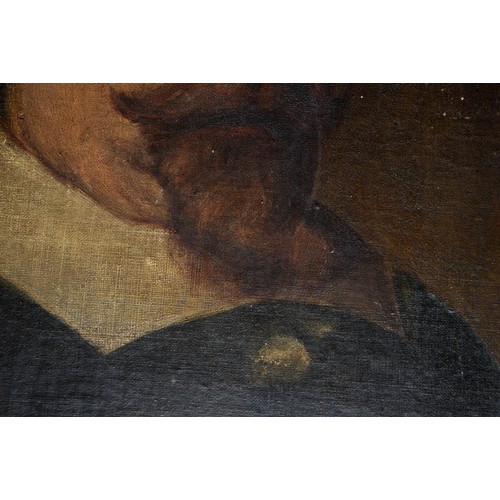 1216 - Follower of Frans Hals - Head of a Man, oil on canvas laid on panel, 38 x 34cm, unframed... 