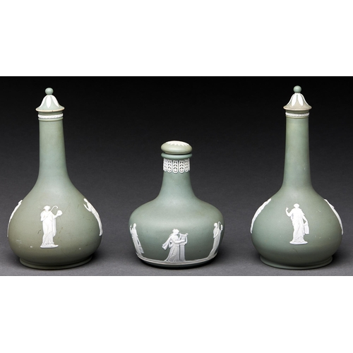 73B - One and a pair of Wedgwood apricot brandy bottles for the distillers Humphrey Taylor & Co of Che... 