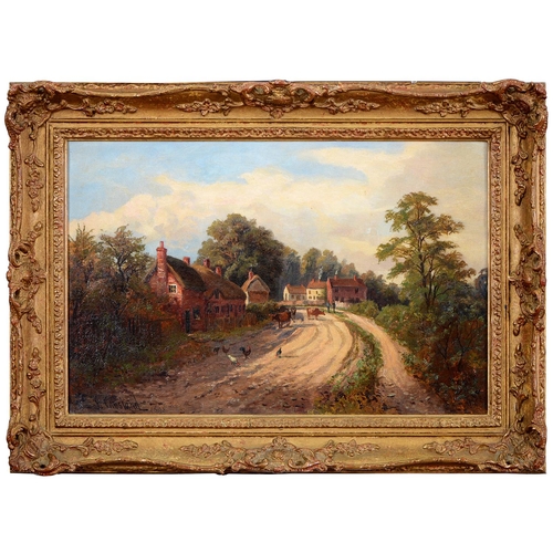 764 - Enoch Crosland (1860-1938) - Village Scene, signed and dated 1893, oil on canvas, 29 x 45cm... 