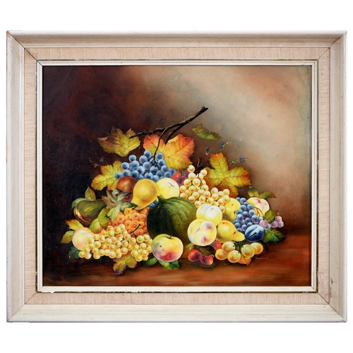 765 - William Rayworth (1852-1908) - Still Life with Fruit including a Melon and Pineapple, signed, oil on... 