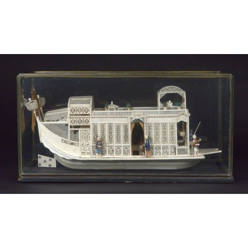 351 - A Chinese export ivory model of a pleasure boat, Guangdong (Canton), Qing dynasty, late 18th c, the ... 