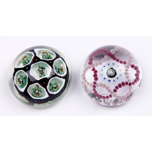 18 - A French garland paperweight, 71mm and another glass paperweight (2)