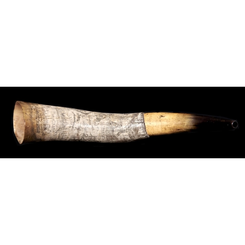 475 - Americana. An 18th c American-engraved powder horn, inscribed John Smith His horn maed [sic] Sept th... 