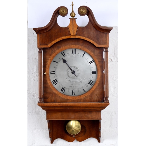 565 - A mahogany 30 hour wall timepiece with alarm, Whitehurst & Son Derby, c1815-20, the movement wit... 