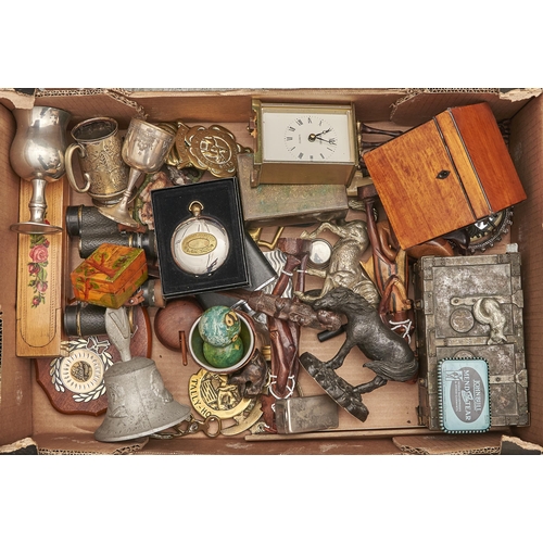 600 - Miscellaneous wood and metal bygones, to include a Regency satinwood tea caddy, plated articles, etc... 