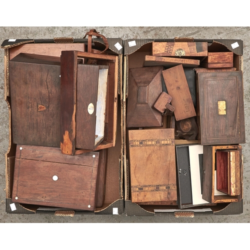 605 - Miscellaneous Victorian mahogany, rosewood and walnut writing and other boxes, etc