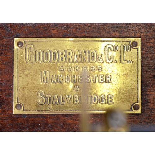 621 - A Victorian brass and ferrous metal yarn testing machine, Goodbrand & Co Manchester, the bell wi... 