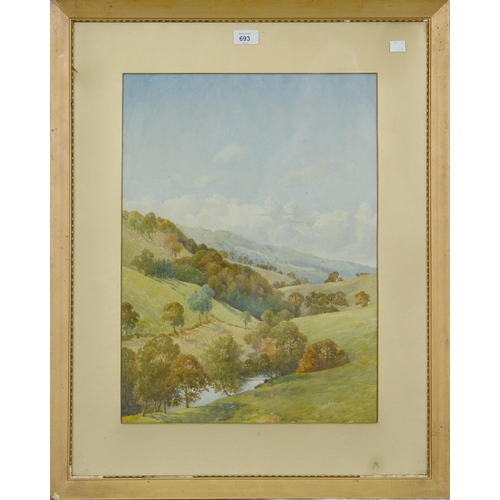 693 - Alfred John Keene (1864-1930) - The Manifold Valley, watercolour, 52 x 38cm