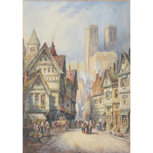 708 - Charles James Keats RBA (1856-1934) - Continental Street Scenes, a pair, both signed, watercolour, 3... 