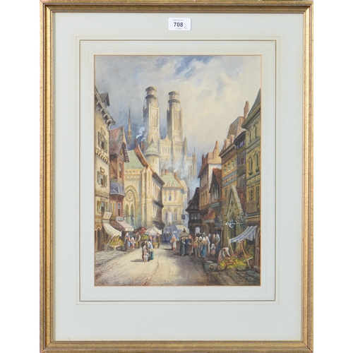 708 - Charles James Keats RBA (1856-1934) - Continental Street Scenes, a pair, both signed, watercolour, 3... 