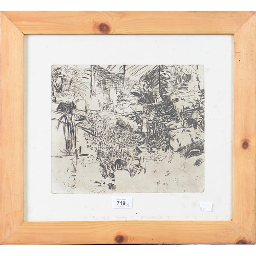 719 - Dominic Theobald (1963 - ) - Pin Mill Study 2, etching, signed by the artist in pencil, dated '91, i... 