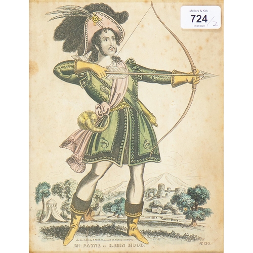 724 - A Park, publisher - Mr Payne as Robin Hood; Mr Harding as Tom Bowling, two, hand coloured etchings, ... 