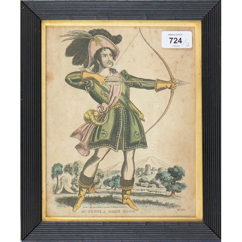 724 - A Park, publisher - Mr Payne as Robin Hood; Mr Harding as Tom Bowling, two, hand coloured etchings, ... 